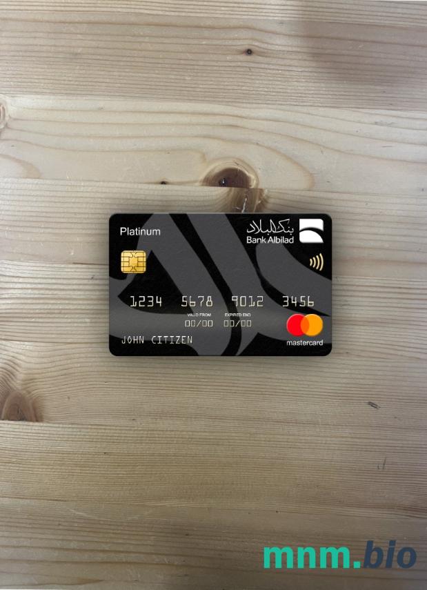 Saudi Arabia bank Albilad bank platinum wygląd zdjęcia mastercard skan PSD + zdjęcie
